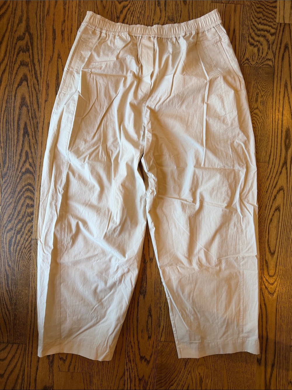Maeve Cream Elastic-Waist Casual Chinos